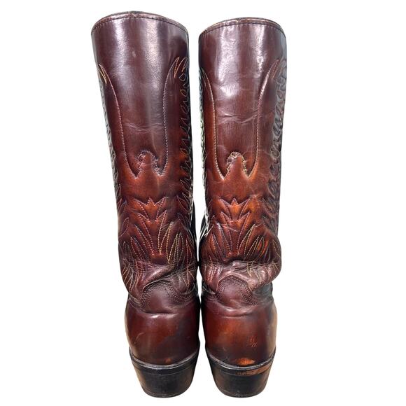 Vintage 70’s Wrangler 5630 Eagle Rainbow Brown Leather Cowboy Boot Size 10.5 D main image 8